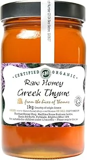 MIEL DE THYM SAUVAGE GREC BIO 1kg - 100% BRUT & NON PASTEURISÉ, Récolté dans le Péloponnèse, Arômes Herbacés & Fruités, Pressé à Froid, Filtré Grossièrement - The Raw Honey Shop