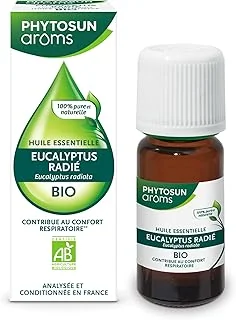 PHYTOSUN AROMS - Huile Essentielle Eucalyptus Radié Bio - HEBBD - 100% Pure & Naturelle - 100% Bio - Contribue au Confort Respiratoire - Analysée & Conditionnée en France - 10 ml