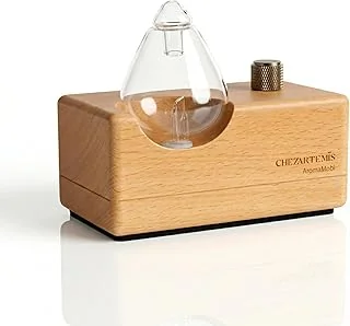 Waterdrop Diffuseur Huiles Essentielles sans Eau en Verre et Bois Naturel, Nébuliseur Aromathérapie pour Grand Espace, Diffuseur Parfum Rechargeable avec LED & Minuterie pour Maison, Yoga, Silencieux