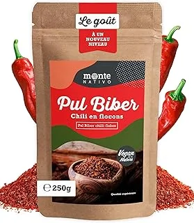 Pul Biber Monte Nativo (250g) - Chilli Flakes - Flocons de Piment turc - Épices aromatiques séchées avec soin, idéales pour Cuisiner et Assaisonner - Arôme et Goût intenses
