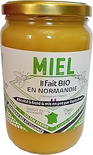 Miel Bio de Normandie (1 Kg), Délicieusement crémeux et récolté à froid | origine France | certifié BIOLOGIQUE | Naturel | Non chauffé | Non Pasteurisé | La Mare aux Abeilles.