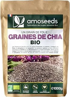 Graines de Chia Bio 1KG | Sources de Protéines, Oméga 3, Fibres | Salvia Hispanica | Qualité Supérieure